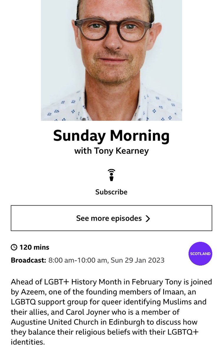 Looking forward to this important conversation with my friend @azeema71 on #LGBTQ history month on @BBCRadioScot tomorrow morning. Azeem is one of the founding members of @ImaanLGBTQ. This will definitely be worth a listen. 👏🏾🙌🏾 #Queer #Muslim #Scotland