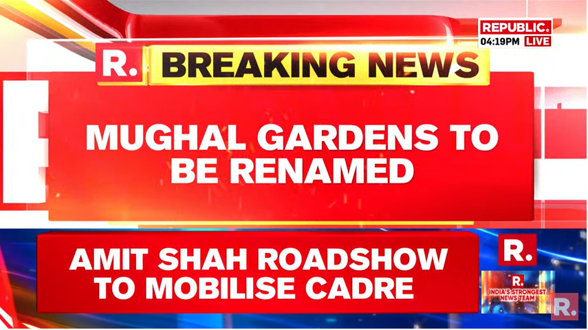 republic's tweet photo. #BREAKING | Delhi's iconic Mughal Gardens renamed #AmritUdyan; set to open its doors from January 31. 

Tune in to watch - https://t.co/xdeYzngGAO