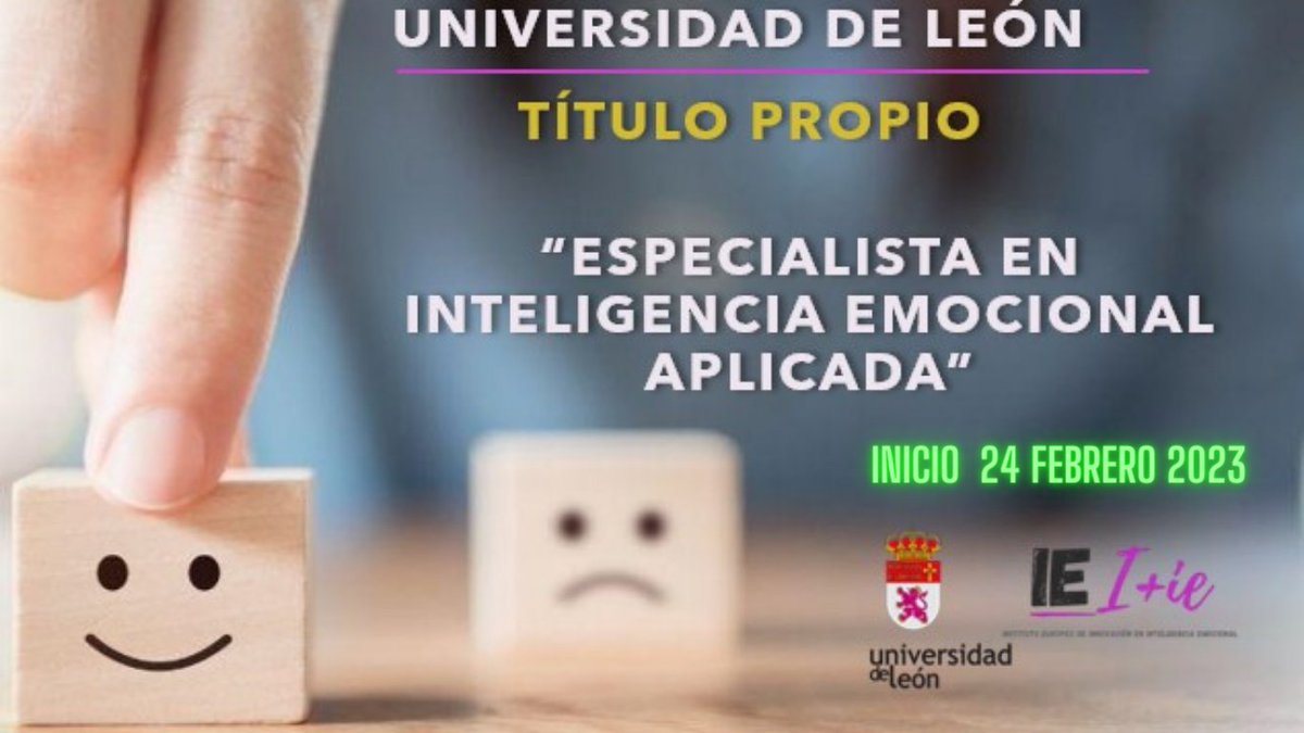 EIIEmocional's tweet photo. Universidad de León @unileon_es y el Instituto Europeo de Innovación en IE  @eiiemocional iniciamos nuestro 'Especialista en Inteligencia Emocional Aplicada'. 300 horas, online. 24 febrero. 38 profesores catedráticos y expert@s en IE. Info e inscripciones: https://t.co/9n5l3saPcx https://t.co/bYU4H6diNK