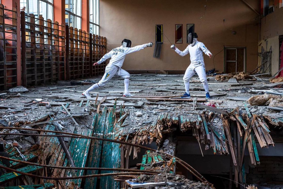 IrynaVoichuk's tweet photo. This is how many sports complexes in Ukraine look now, while russia and belarus, which are responsible for this, still have the rights to participate in the Olympic Games.

📷 Nikolay Synelnykov, Byron Smith, Serhii Korovainyi, Federico Quintana, Maranie Rae. https://t.co/lUWlVUSgfF