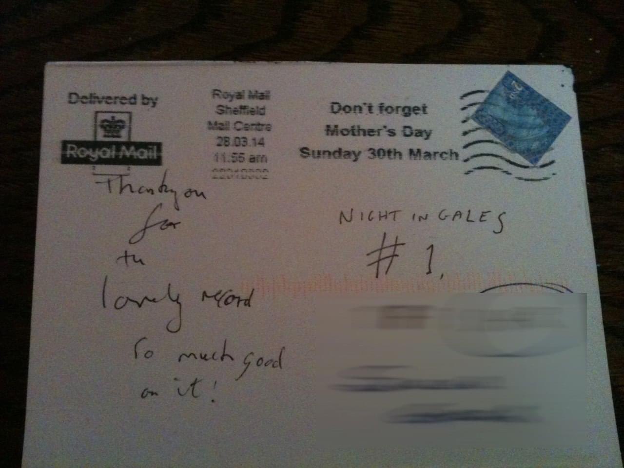 Happy Birthday Robert Wyatt. From one Robert to another, here s a postcard review of our LP he sent 