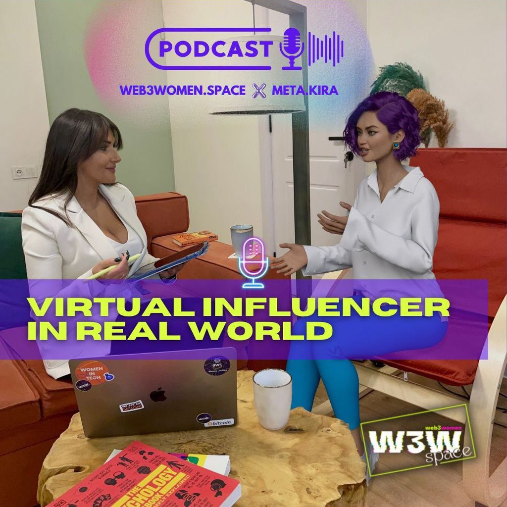 Web3 Women Space Podcast Series, Episode #2 🎙 
🎧 lnkd.in/d8VbQe9Y
Our second guest at WEB3 Women Space is <a href="/meta_kira/">MetaKira</a> - First Virtual Influencer living in Dubai. 
#web3podcast #podcasts #web3 #digitalfashin #vr #ar #virtualavatar