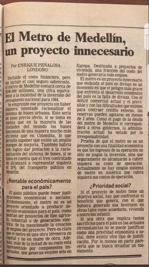 Si Peñalosa hubiera sido alcalde de Medellín hoy los países no tendrían dos Lineas de Metro. ¡¡¡Qué suerte tuvieron!!!