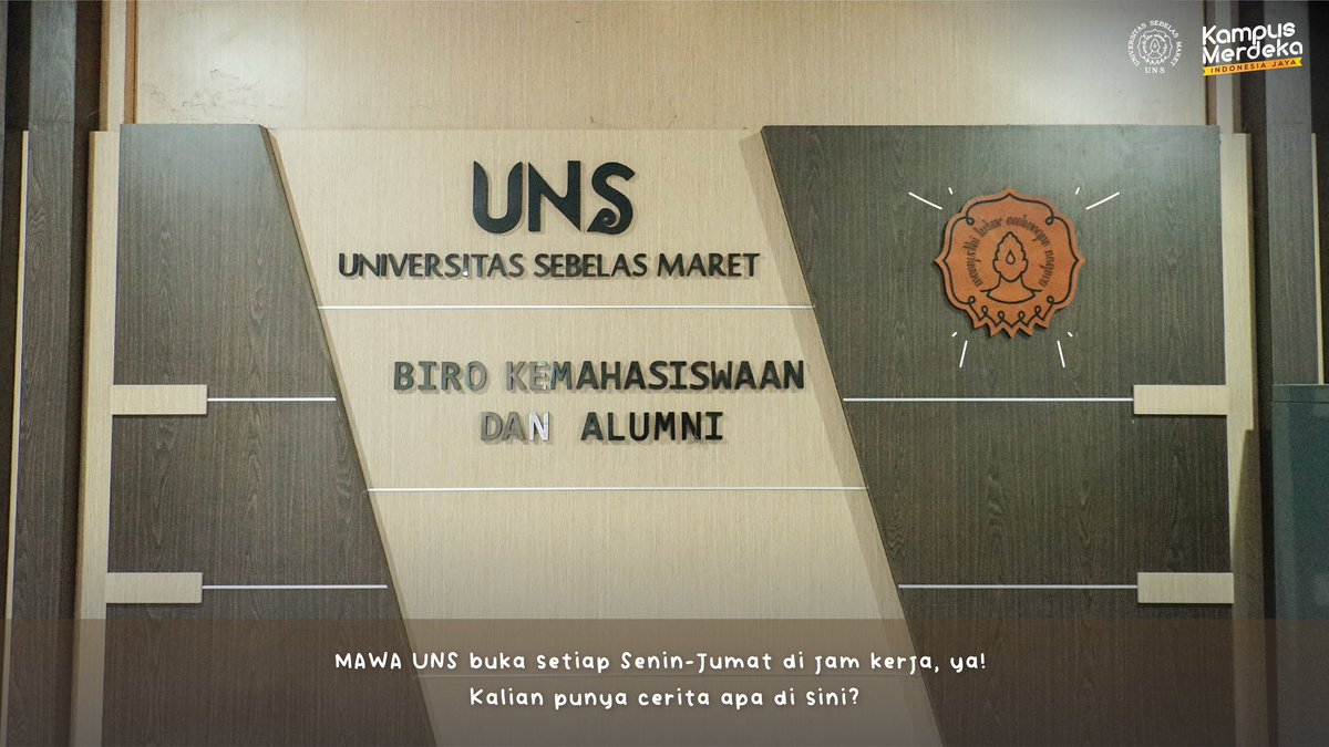#UNSSolo #BeritaUNS #KotaSolo <a href="/11MaretUniv/">UNS Official</a>: 'Dibuka setiap Senin - Jumat di jam kerja, MAWA UNS dilengkapi dengan ruang sidang serta pegawai yang siap melayani Sobat Semar, lho! 

Sobat Semar, punya cerita apa nih di MA… , see more tweetedtimes.com/v/24336?s=tnp