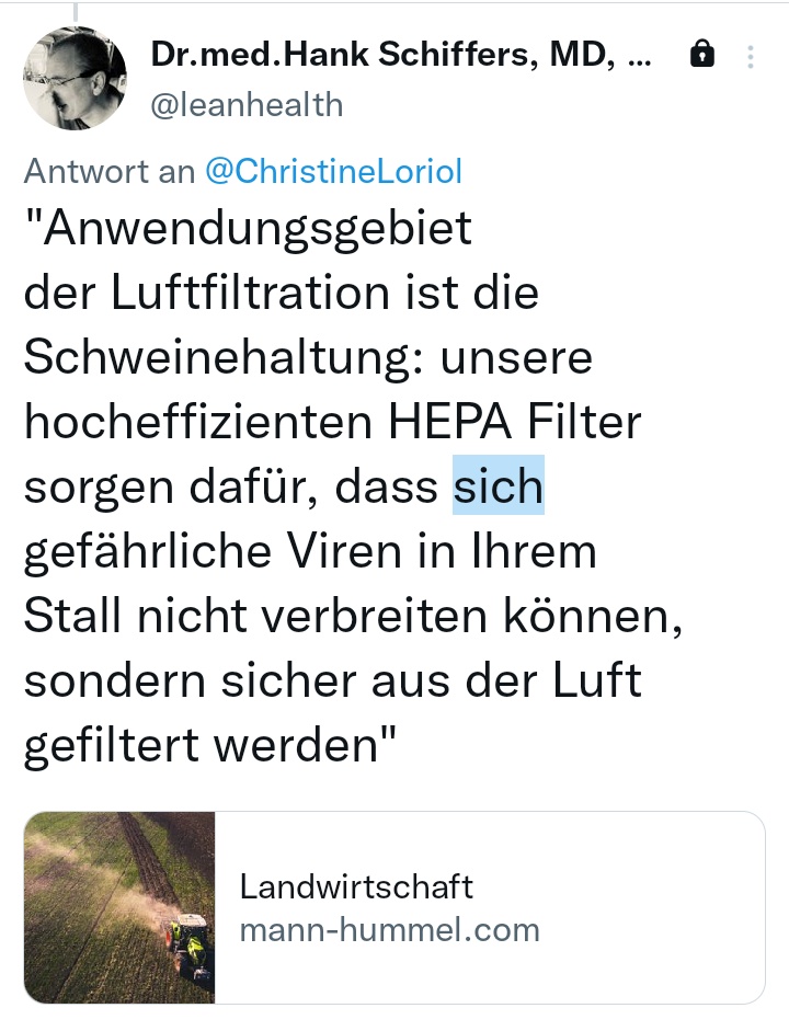 KippelsNicole's tweet photo. 3/6
vor #Kinder und #Schüler sollen sich #Eigenverantwoetlich vor einer #Coronainfektion schützen, wo #Infitierte #Maskenlos die #Vieren in geschlossenen Räumen ohne #Luftfilter über #Stunden verteilen dürfen! Da wird bei #Schweinen mehr auf deren #Gesundheit geachtet, als bei https://t.co/9Vv51vMEKn