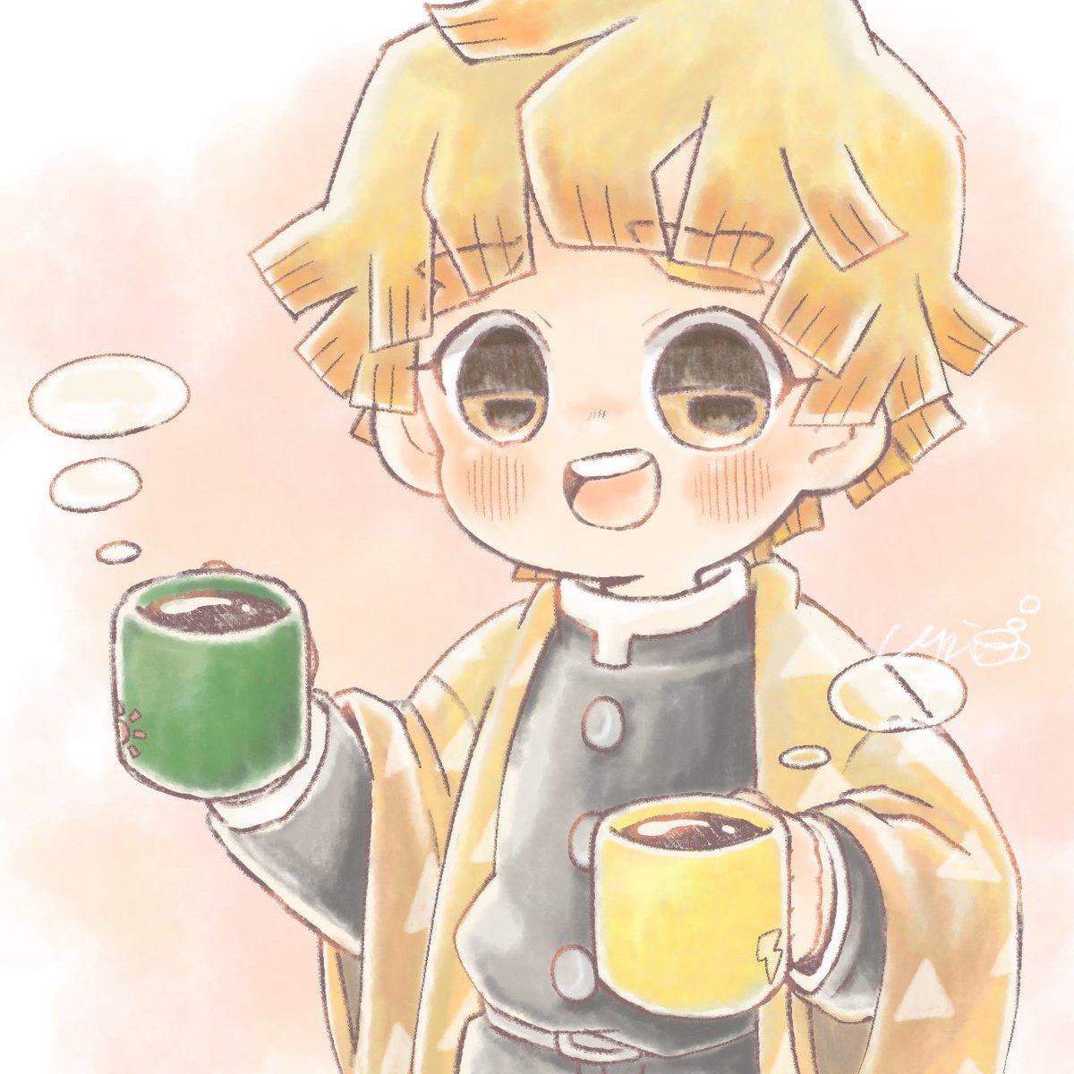 珈琲⚡️☕️さんがTwitterに投稿した我妻善逸(鬼滅の刃)のイラスト。