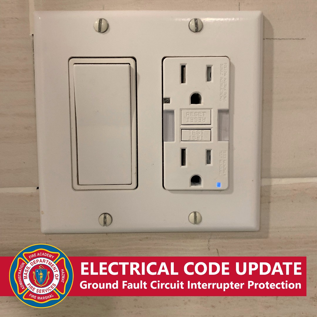 MassDFS's tweet image. #CodeUpdate: A 1/26/23 amendment to the Electrical Code covers #GFCI protection. It allows individuals experiencing “nuisance tripping” to inform an inspector of wires and authorizes the GFCI to be removed and replaced with a non-GFCI breaker. Read more: ow.ly/HIya50MC1GU