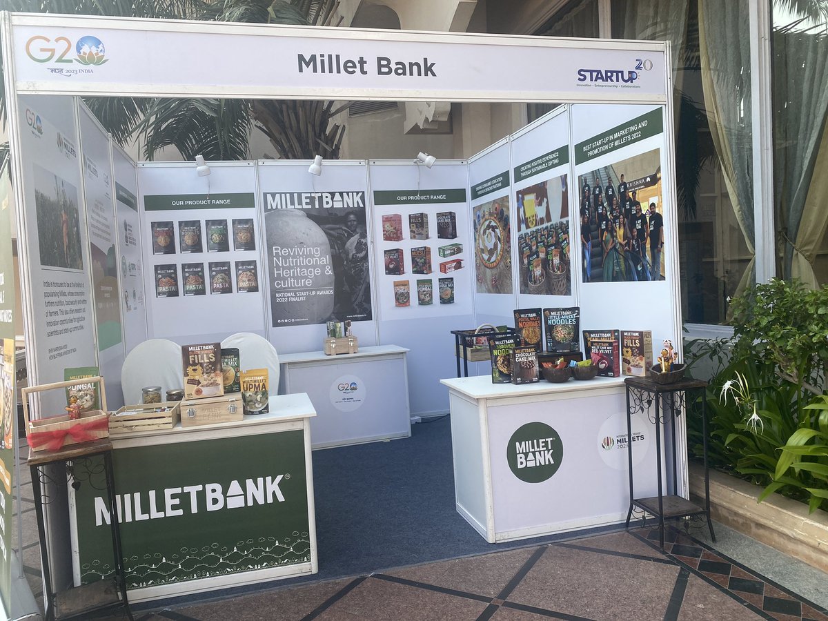 milletbank's tweet photo. For a startup born in an agri shed in a remote village to national startup awards2022 finalist to curating  millet hampers for #G20. All in less than  2 yrs of our inception thx to the inclusive &amp; connected India. Thank u @amitabhk87 sir for ur appreciation &amp; encouragement 🙏 https://t.co/ZYMAcVB2Gr