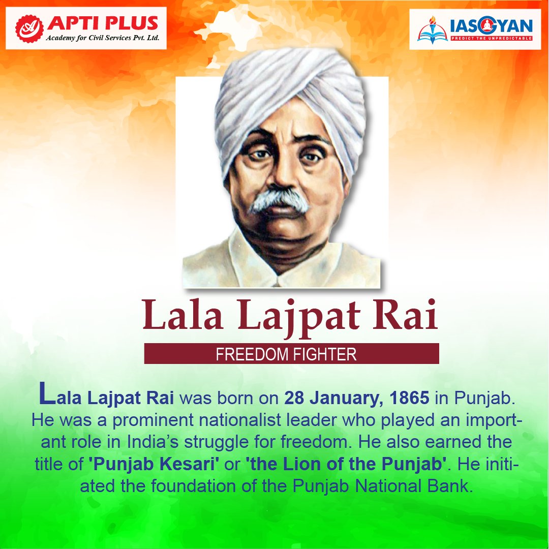 IASGYAN1's tweet photo. On this day #28january
#upsc #ias #civilservices #lalalajpatrai #upscgeneralstudies #wbcs #oas #aptiplus #iasgyan https://t.co/i2qQKzMVtW
