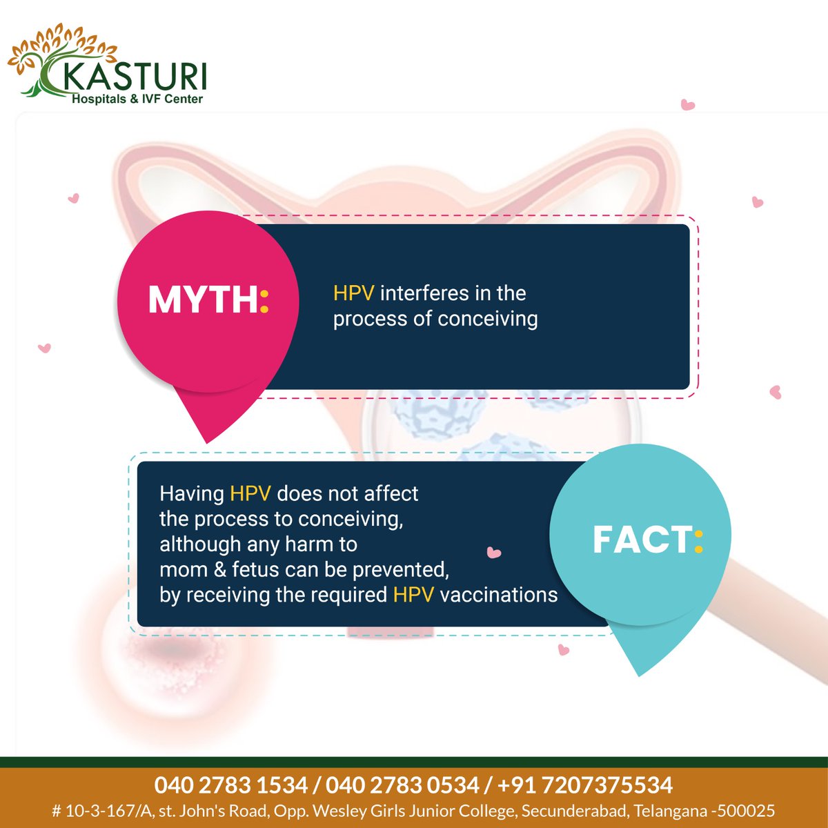 HPV is a very common sexually transmitted infection, that affects millions of women around the world. 

#myth #facts #HPV #hpvawareness #HPVtest #HPVPrevention #fertilityproblems #Papillomavirus #pregnancy #besthospitals #kasturi #kasturihospital #Secunderabad