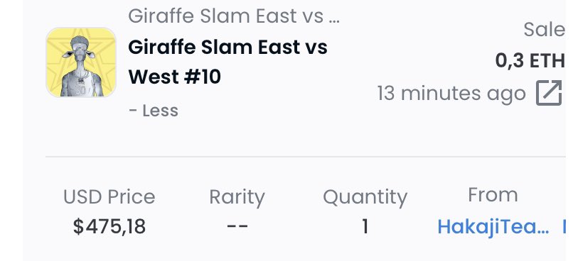 🚀 Giraffe Slam East vs West 🚀

🔥NFT #10 sold at 0.3 Eth

Buy your special NFT now on opensea.io/collection/gir…

🏀 Only 10 NFTs available🏀