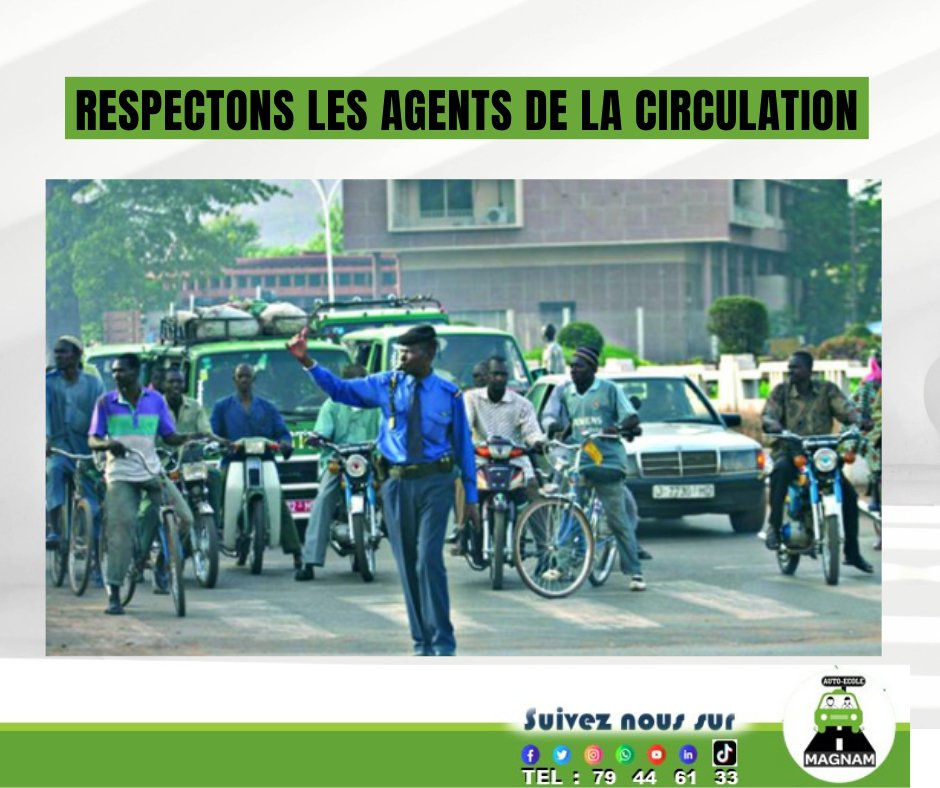 MagnamAuto's tweet image. 𝐑𝐄𝐒𝐏𝐄𝐂𝐓𝐎𝐍𝐒 𝐋𝐄𝐒 𝐀𝐆𝐄𝐍𝐓𝐒 𝐃𝐄 𝐋𝐀 𝐂𝐈𝐑𝐂𝐔𝐋𝐀𝐓𝐈𝐎𝐍

Les agents de la circulation jouent aussi un rôle primordial dans le maintien et la fluidité de la circulation routière.

📞 79 44 61 33

#autoécole #Magnam #Mali #SécuritéRoutière #savoirconduire