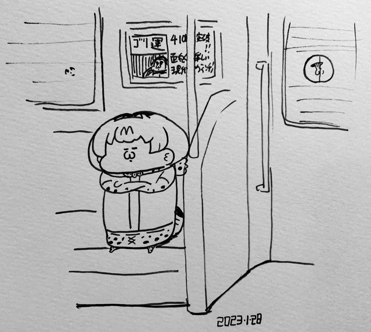 電車の席はやっぱり端っこが好きなサーバルちゃん 