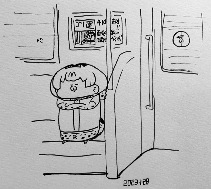 電車の席はやっぱり端っこが好きなサーバルちゃん 