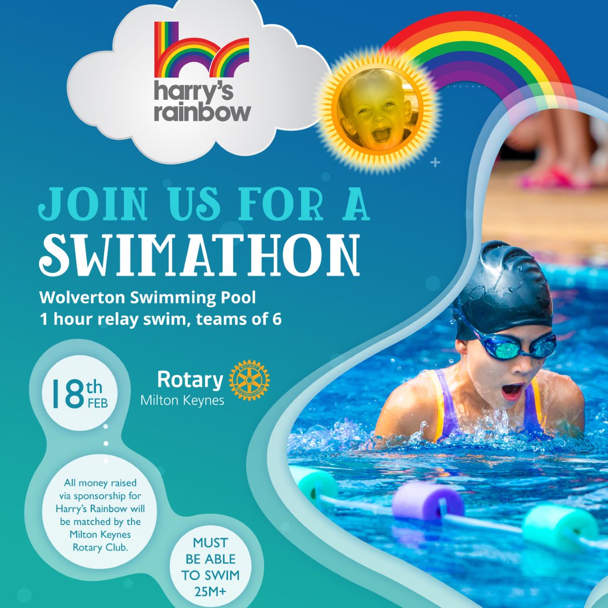 Harry's Rainbow (@harrysrainbow) on Twitter photo We are looking for individuals/teams who are willing to be sponsored by taking part in the Rotary MK Swimathon on February 18th to help raise money for our services π
Learn more > bit.ly/3ijfvp6
Or email Emma at Emma@harrysrainbow.co.uk if you would like to take part! We are looking for individuals/teams who are willing to be sponsored by taking part in the Rotary MK Swimathon on February 18th to help raise money for our services π
Learn more > bit.ly/3ijfvp6
Or email Emma at Emma@harrysrainbow.co.uk if you would like to take part!