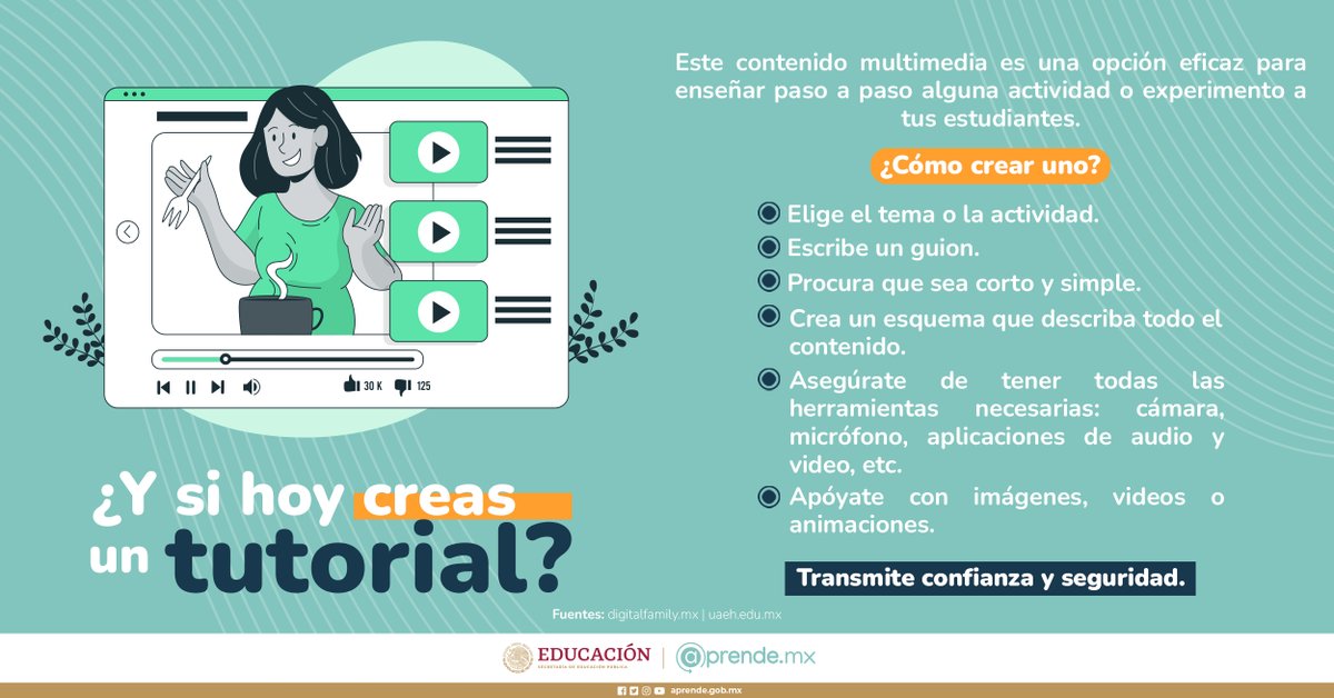 aprende_mx's tweet image. ✨ Oye, si uno de tus propósitos fue convertirte en un «docente digital», esta #infografía es para ti. 👩🏫👨🏫🌐
Con nuestra guía aprenderás a crear #videotutoriales para reinventar tu manera de enseñar.
👇