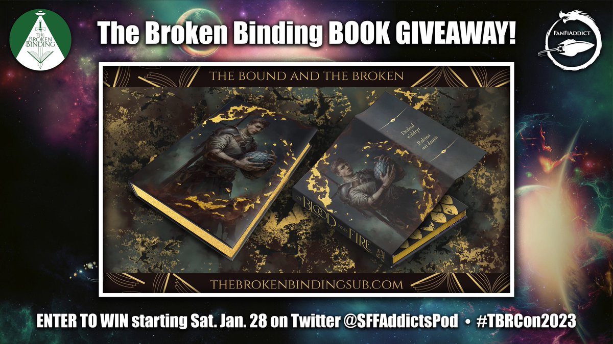 SFFAddictsPod's tweet photo. 1/2 #TBRCon2023 sponsor TBB is giving away one more special edition: @RCahillAuthor’s Of Blood and Fire!
1. Follow @SFFAddictsPod 
2. Follow @binding_broken 
3. Like/retweet this tweet
ENTER TO WIN with 1,2,3 via @rafflecopter (giveaway ends Feb. 4)
https://t.co/UjYawtJ9YP https://t.co/LW7u7yLIVJ