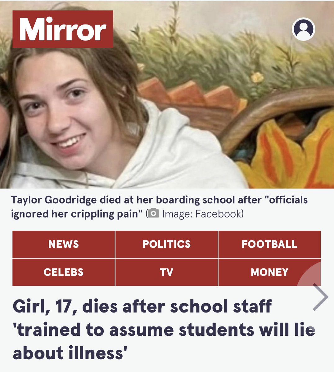 Senseless death. The thought that staff are being trained to deny medical care is absolutely horrid. 

This is the troubled teen industry. 

Praying the Goodridge family finds peace and justice.