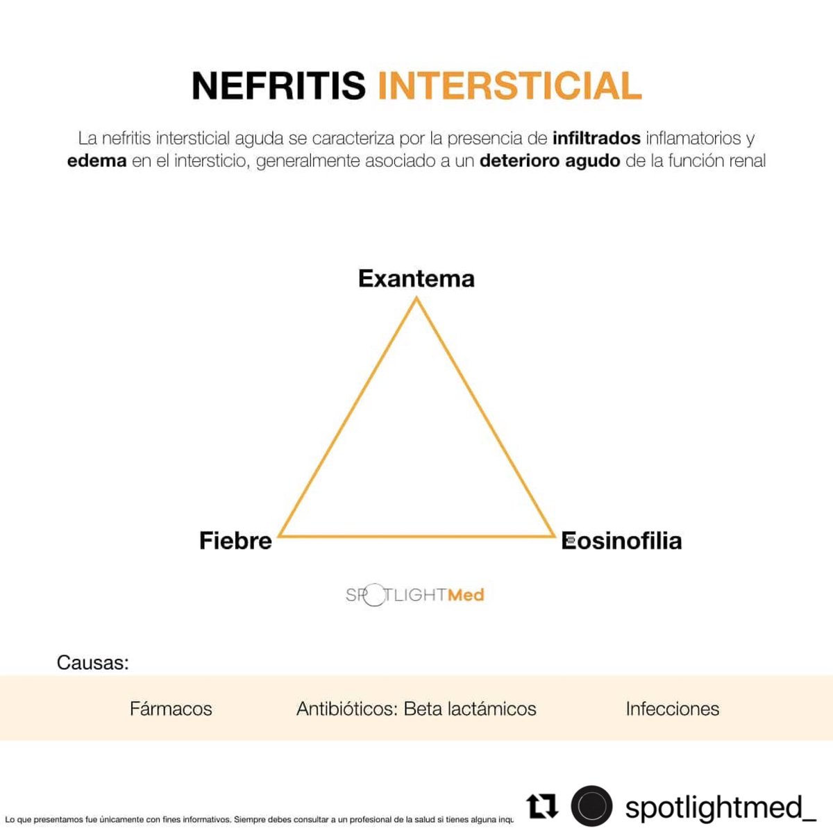 Tríada: Nefritis intersticial 🩺🤓 #spotlightmed #ENARM #ENARM2023 #medicina #MedCOACH #nefro #nefritis #mip #mpss #estudiantedemedicina #medstudent #medstudentlife #nefrologia #nephrology