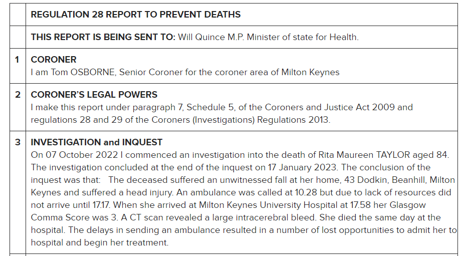 ShaunLintern's tweet photo. An 84-year-old woman died after waiting almost 7 hours for an ambulance - another coroner's letter to ministers. This one to @willquince. Thousands of incidents a month...

This is state failure of such magnitude it is hard to fathom. Just think it might be your nan tomorrow... https://t.co/OMmApJLnwX