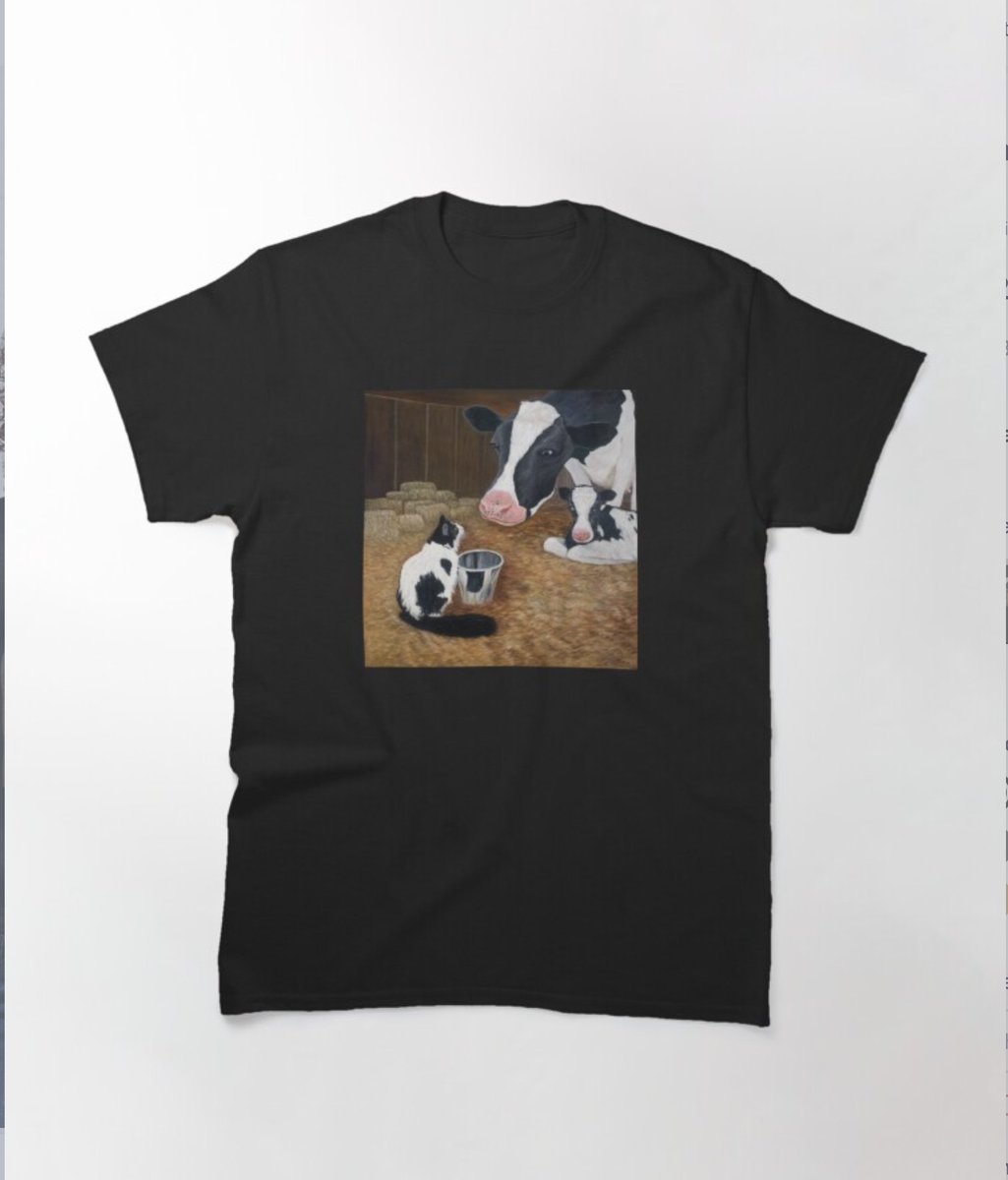 KarenZukArtist's tweet photo. Thanks to the buyer who purchased Tuxedo Cat and Cow T-shirt. 
https://t.co/MPPNn1TO0H 
#Caturday #Cat #catart #calf #cowart #AnimalLovers #barnscene #animalfriends #CatsofTwittter #catpaintings #catlovergift #BuyIntoArt #ShopEarly #GiftThemArt #AYearForArt #BuyArtNotCandy https://t.co/D8PaZVvAmo