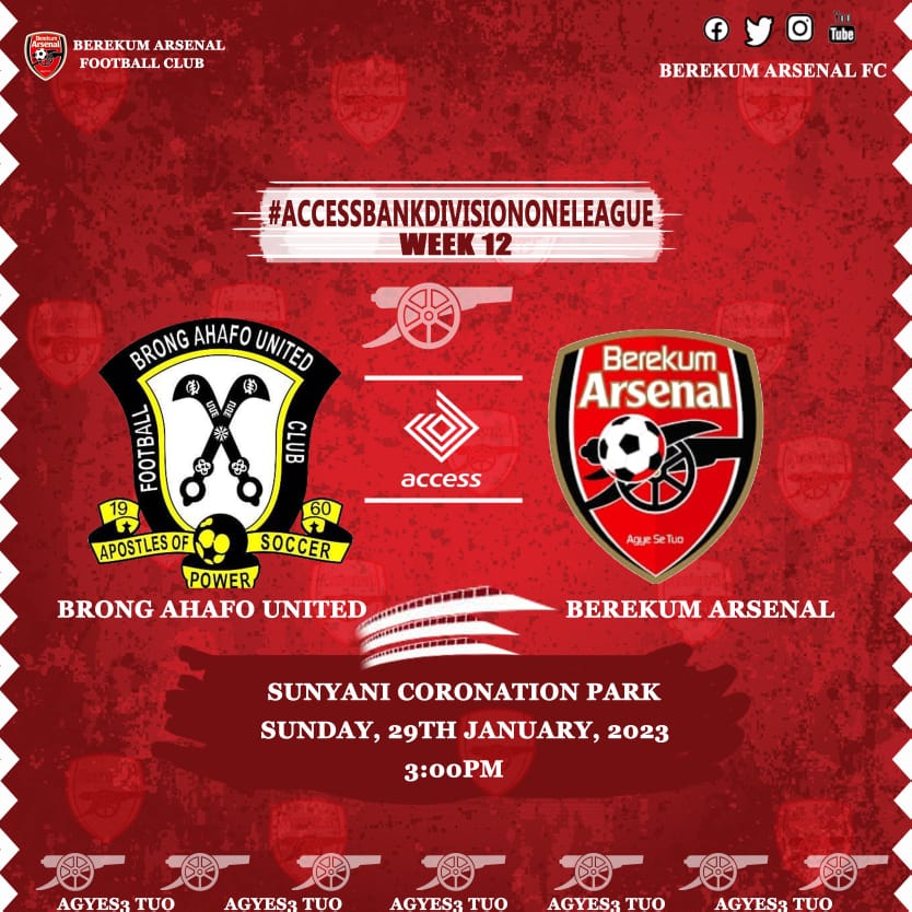 We play as visitors to B.A United F.C  in our match day 12 encounter 

#BAFC 
#AgyeS3Tuo 
#BringBackTheLove