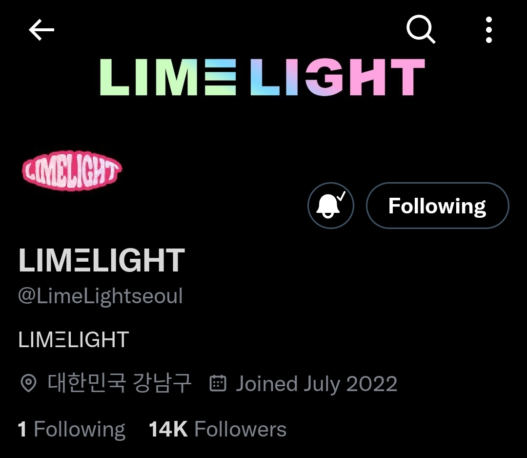 limelightchart's tweet image. .@Limelightseoul has reached 14K followers on Twitter.

#라임라잇 #ライムライト #LIMELIGHT