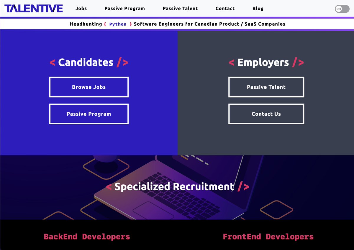 TalentiveINC's tweet image. Redesigning our front page - it was long overdue as no significant update was done to it since late 2020 😃 
What do you think?
#Talentive #webdevelopment #webdev #webdesign #design #frontend #javascript #reactjs #vuejs #nodejs