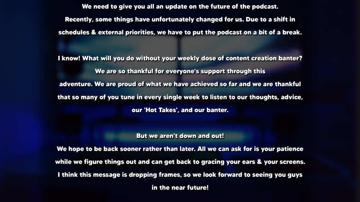 streamroompod's tweet image. Update on Stream Room going forward.