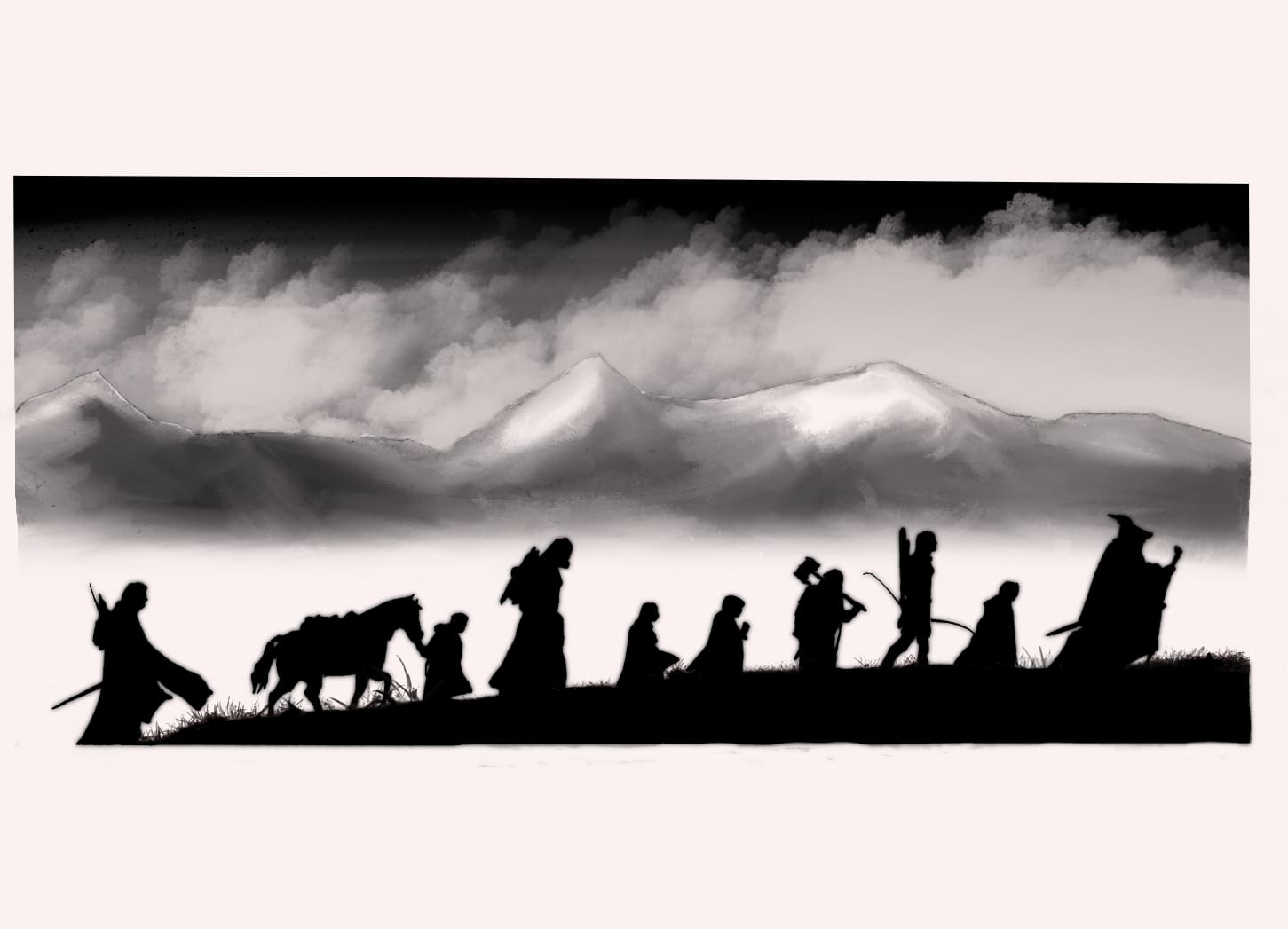 — Lord of the Rings fellowship silhouette with