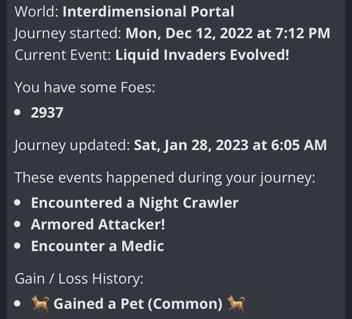 EphraSupports's tweet photo. My #MythicInvader has received his first Evolution (img 1) while exploring Interdimensional Portal.

Started as a @LiquidInvaders (img 2)

The #Journey has had several Encounters. Met some cool beings. Gained a pet that I can’t wait to meet 🤗 @ApeLiquidio #JourneyOn 🛸👾 https://t.co/Q8Fk0rMXJF