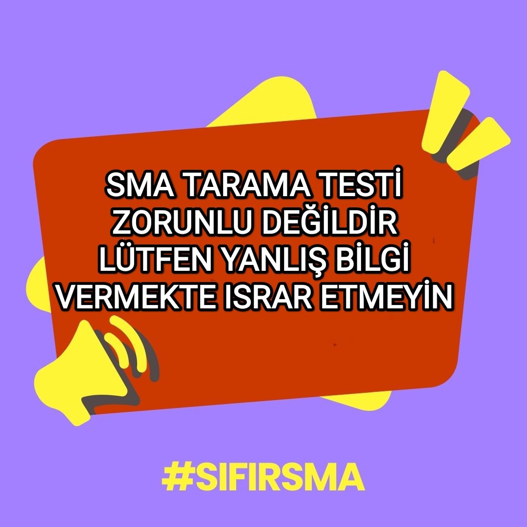 SMA TARAMA TESTİ ZORUNLU DEĞİL NASILSA ZORUNLU DİYE TESTİ YAPTIRDIĞINI ZANNEDEN ÇİFTLER OLABİLİR TEST YAPTIRMAYI TALEP ETMELİSİNİZ #SıfırSma mümkün @Ykp_Clskn05 @Mustafa_avsar01 @hezekielos Bünyamin Gezer Ferdi Özbeğen