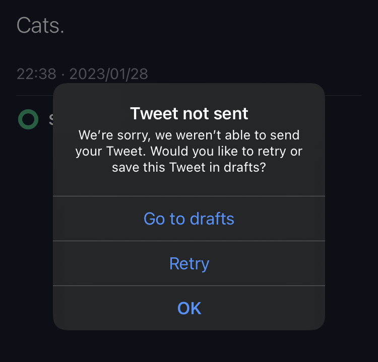 Been happening all evening today JST. Also "Save draft" might be a better UI string. @TwitterSupport