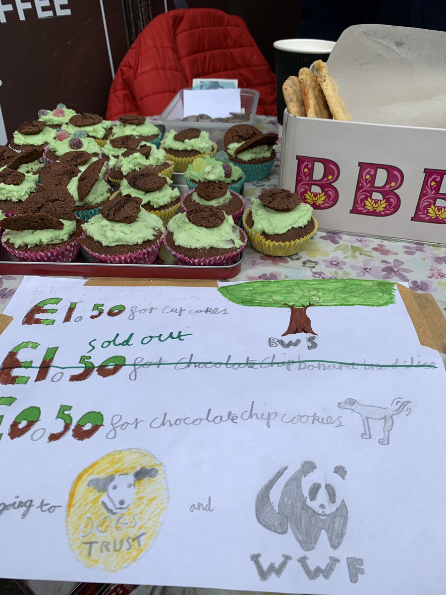 Super impressed with my 10yo and his mate who stood outside our village shop for two hours this morning selling homemade bakes in aid of <a href="/wwf_uk/">WWF UK</a> and <a href="/DogsTrust/">Dogs Trust 💛🐶</a> - they raised over £100!