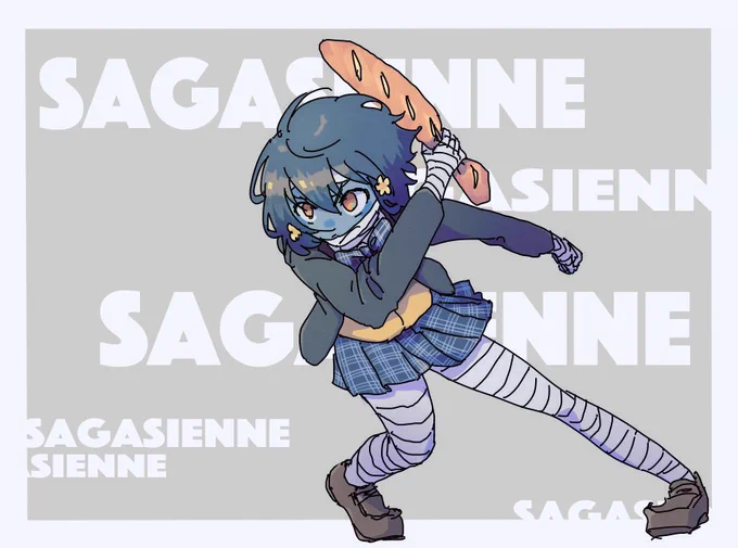 ロクタンさんの線画を塗らせて頂きました。活き活きした動きが本当に楽しい!#ゾンサガ線画 #私のゾンサガ線画を貴方色に塗って欲しい #ゾンサガぬり絵  