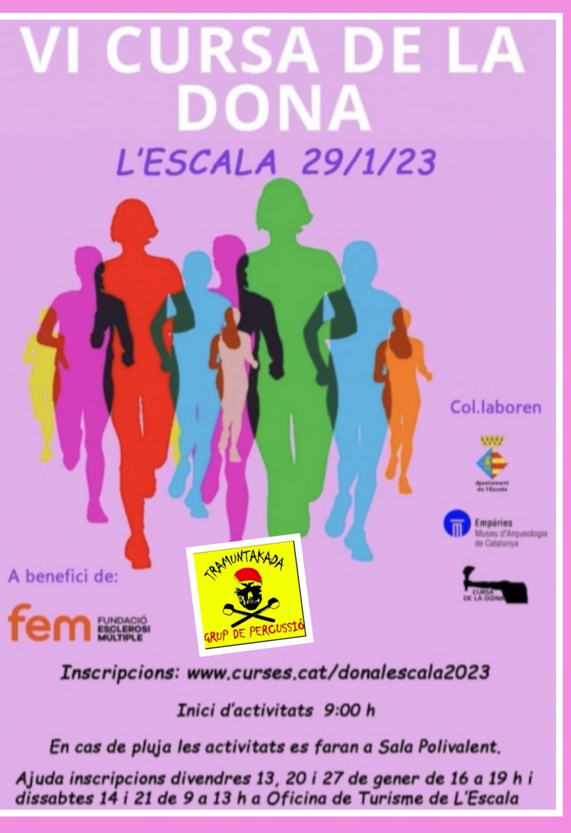 TramuntaKada's tweet photo. Som-hi! Demà estarem a partir de les 10:00h a la VI cursa de la Dona de l'Escala!!! Us hi esperem!!!🖤💛❤️🎶🏃

#tramuntakadaonfire #emporda #batukada #cursa https://t.co/33eapEiP7n