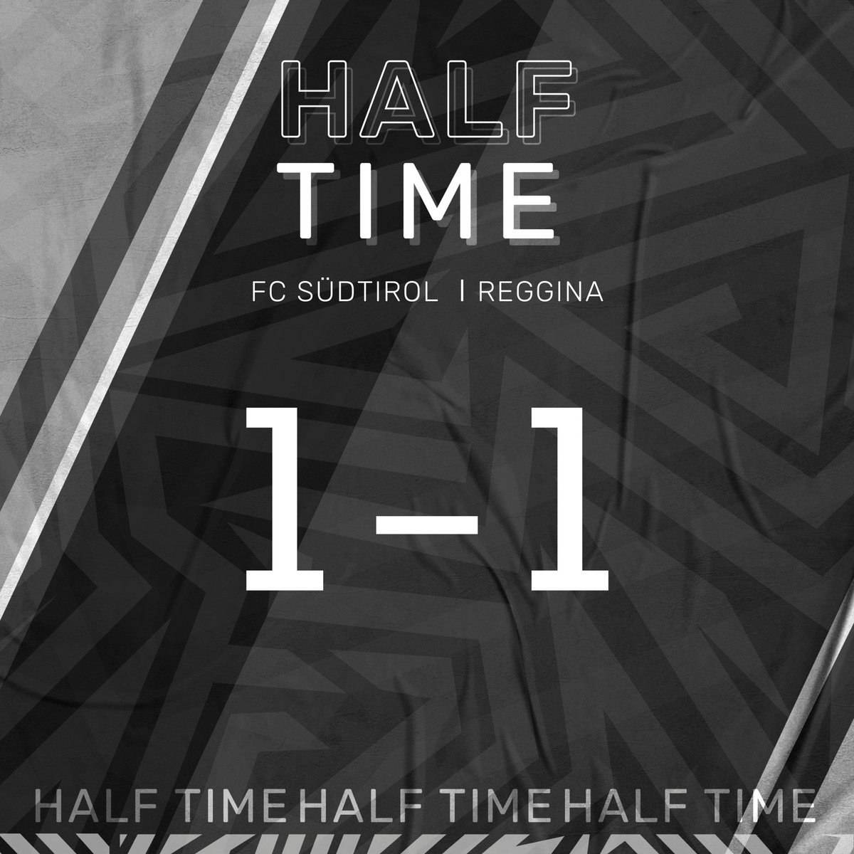 fclubsuedtirol's tweet photo. ⚽️HALF TIME

Vantaggio firmato #Odogwu, risposta immediata della @Reggina_1914 con #Menez: il primo tempo si chiude sull'1-1.

#FCSREG #FCSüdtirolReggina #SerieB #SerieBKT #Whitereds https://t.co/fYyuBKx1zN