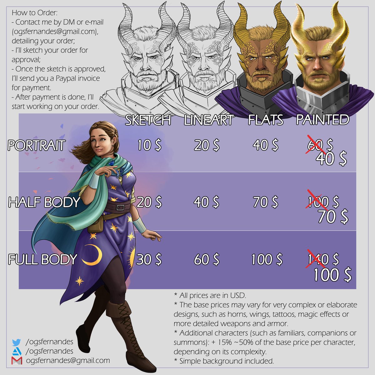 ✨ COMMISSIONS OPEN ✨

Hi, Twitter! This February I'm focusing on renewing my portfolio, so I'm accepting only *painted* commission orders, but I'm charging the flats' price for them. 

I'll be opening 6 slots. 

Feel free to DM me for any question!

RTs are very appreciated. 💜