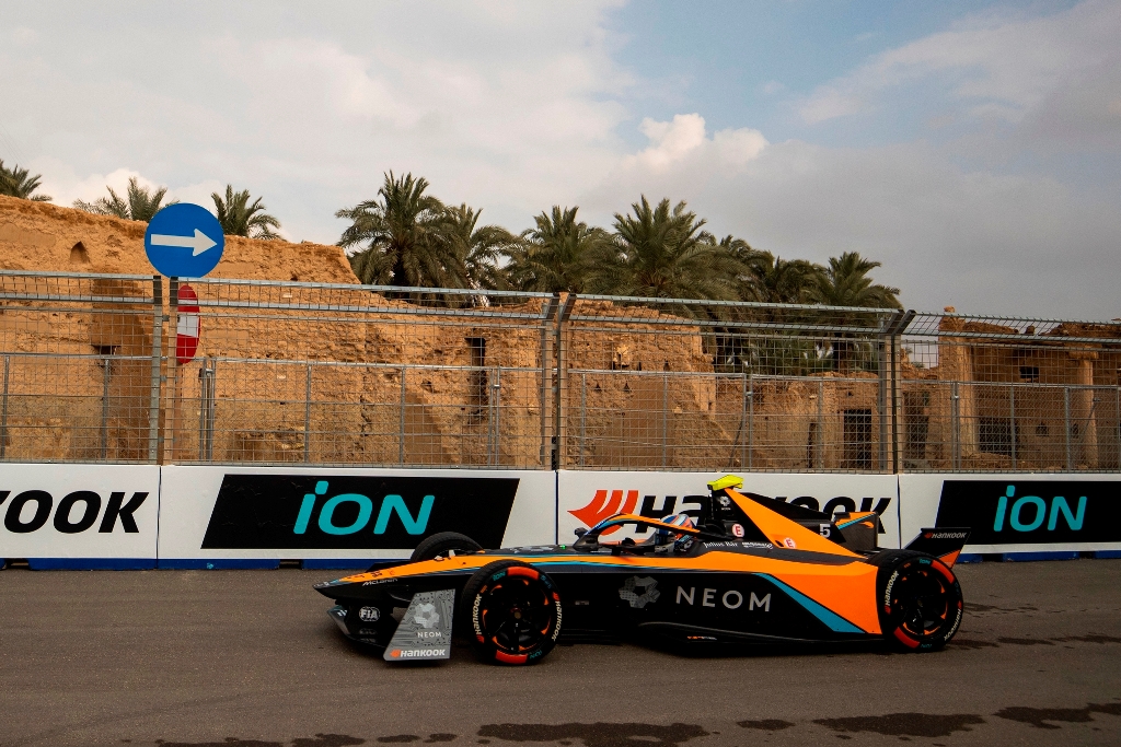 Jake Hughes in his McLaren at the Diriyah E-Prix