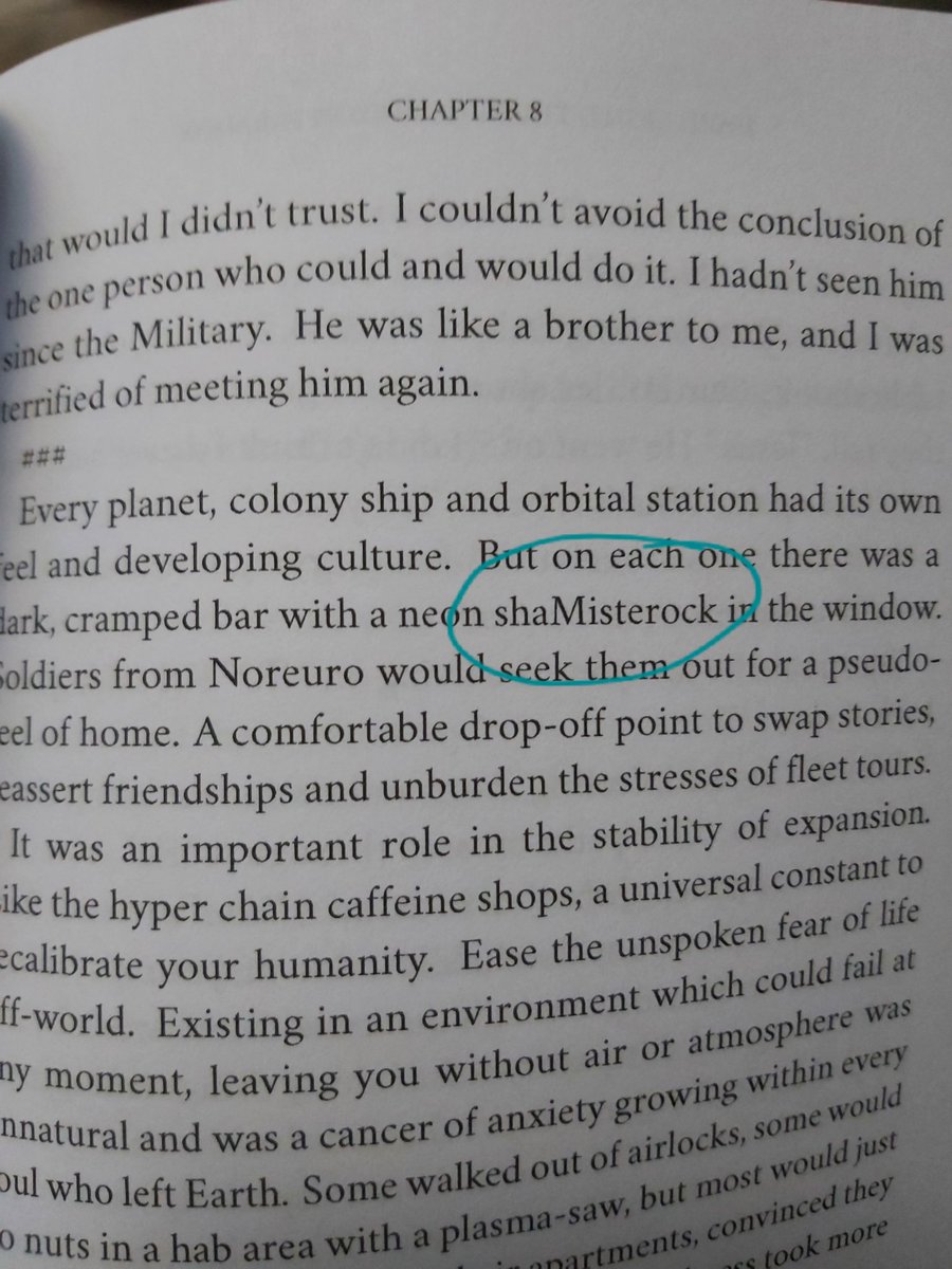 Note to self: the dangers of 'change all' are real.
Also, i will be calling someone 'Shamisterock' in my next book.