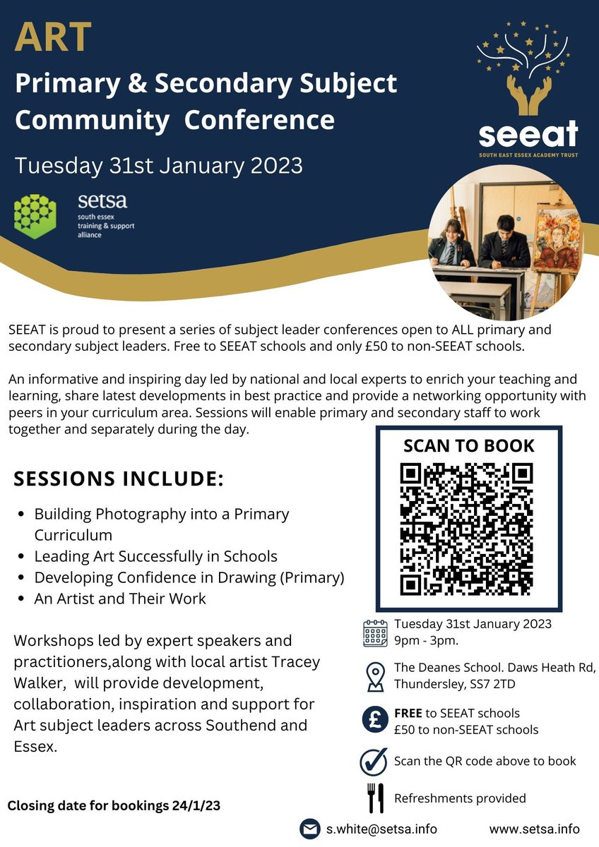 beckygeoghegan's tweet photo. Still places left in our #artteachers subject leadership conference. Come join us! https://t.co/nNMk8GtJyu @SEEATFamily #primaryart https://t.co/8cSlJ4DZPv