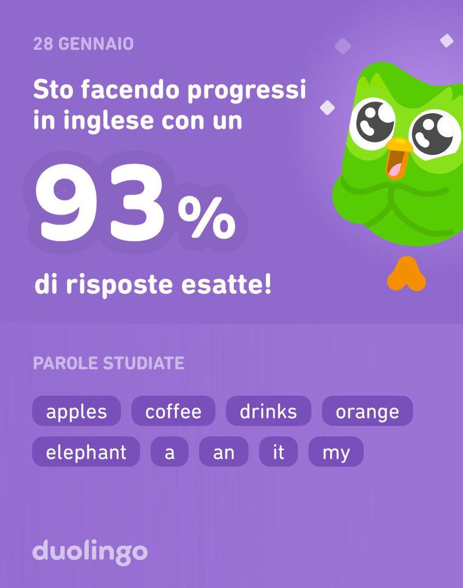 BrunoSavoldelli's tweet photo. Sto studiando inglese su Duolingo! È gratis, efficace e divertente. https://t.co/8MHLdpQlG6