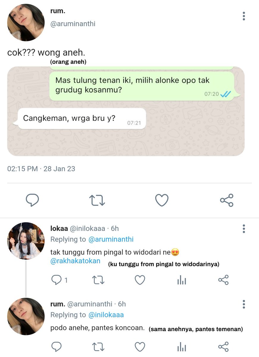 “Rum, aku percoyo nek awak dewe emang takdire gandeng.”

; Widodari, pjw prompt au