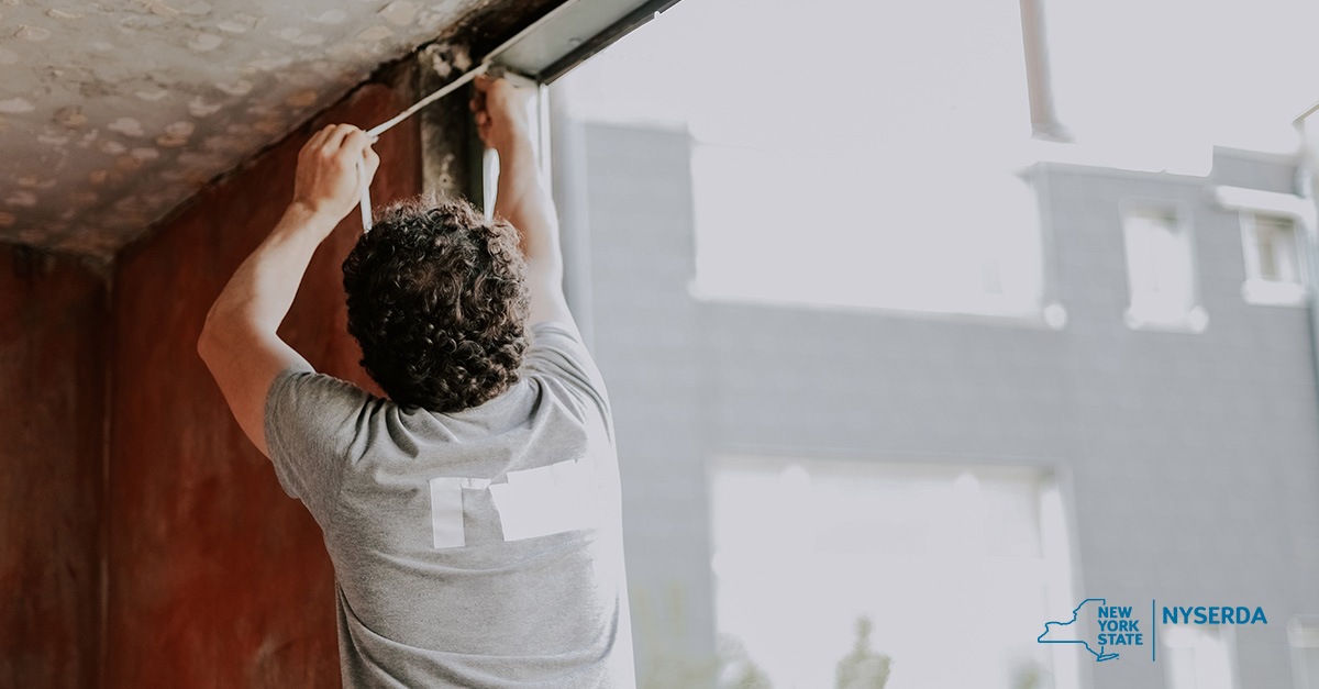 NYSERDA's tweet photo. It’s time for you to get your weekends back. Stop trying those DIY #weatherproofing fixes. NYSERDA’s #ComfortHome program can help you insulate your home, save money & achieve the home comfort you’ve been looking for. https://t.co/aWem7uZa86 https://t.co/JmKB7q9cP5