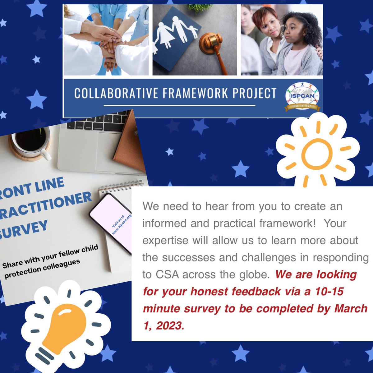 ISPCAN's tweet image. ISPCAN Collaborative Framework Project!!We have created a survey to hear from you as experts in the field to create an informed and practical framework. More ℹ️&amp;amp; Survey➡️ mailchi.mp/ispcan.org/col… #ispcan #survey #collaborativeframework #childabuseprevention