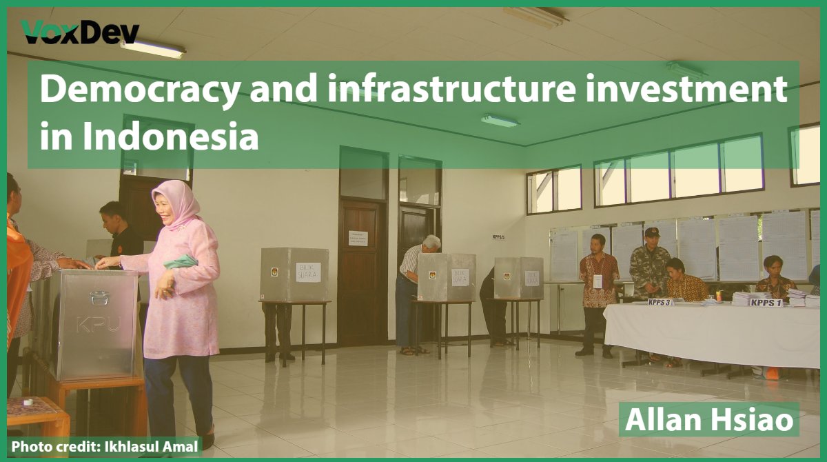 vox_dev's tweet image. Does electoral accountability discipline public spending?

In this episode of #VoxDevTalks, @AllanHsiao @PrincetonDevo @PrincetonEcon discusses research on democracy and infrastructure investment in Indonesia. Listen wherever you get your podcasts: ow.ly/tL6C50MCiaQ