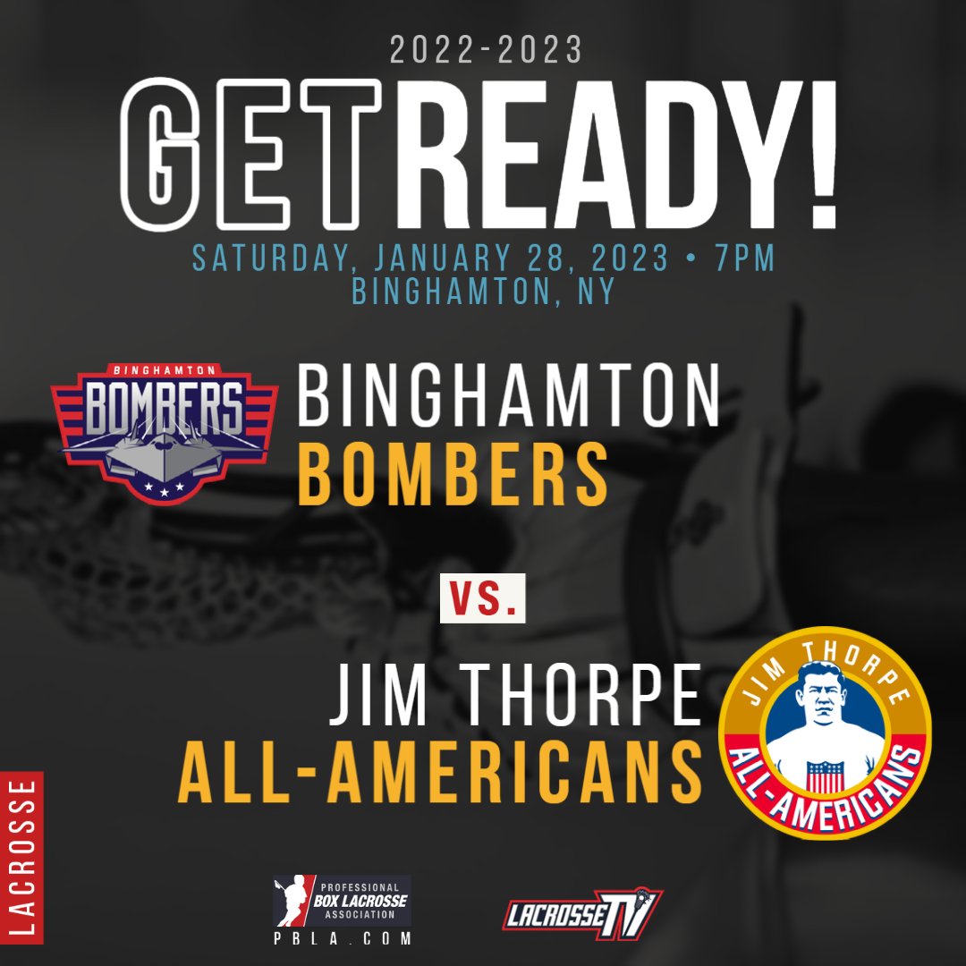 Jim Thorpe All-Americans (@pblajimthorpe) on Twitter photo *Game of the Week...Cheer on the <a href="/PBLAJimThorpe/">Jim Thorpe All-Americans</a> as they challenge the <a href="/PBLABombers/">Binghamton Bombers</a> at the Visions Veterans Memorial Arena at 7pm tonight.
ticketmaster.com/binghamton-bom…
<a href="/WatchLacrosseTV/">Lacrosse TV</a> will be livestreaming: streamstak.com/lacrossetv/ or pbla.com/game-of-the-we… #pbla <a href="/WatchPBLA/">Professional Box Lacrosse Association</a> *Game of the Week...Cheer on the <a href="/PBLAJimThorpe/">Jim Thorpe All-Americans</a> as they challenge the <a href="/PBLABombers/">Binghamton Bombers</a> at the Visions Veterans Memorial Arena at 7pm tonight.
ticketmaster.com/binghamton-bom…
<a href="/WatchLacrosseTV/">Lacrosse TV</a> will be livestreaming: streamstak.com/lacrossetv/ or pbla.com/game-of-the-we… #pbla <a href="/WatchPBLA/">Professional Box Lacrosse Association</a>