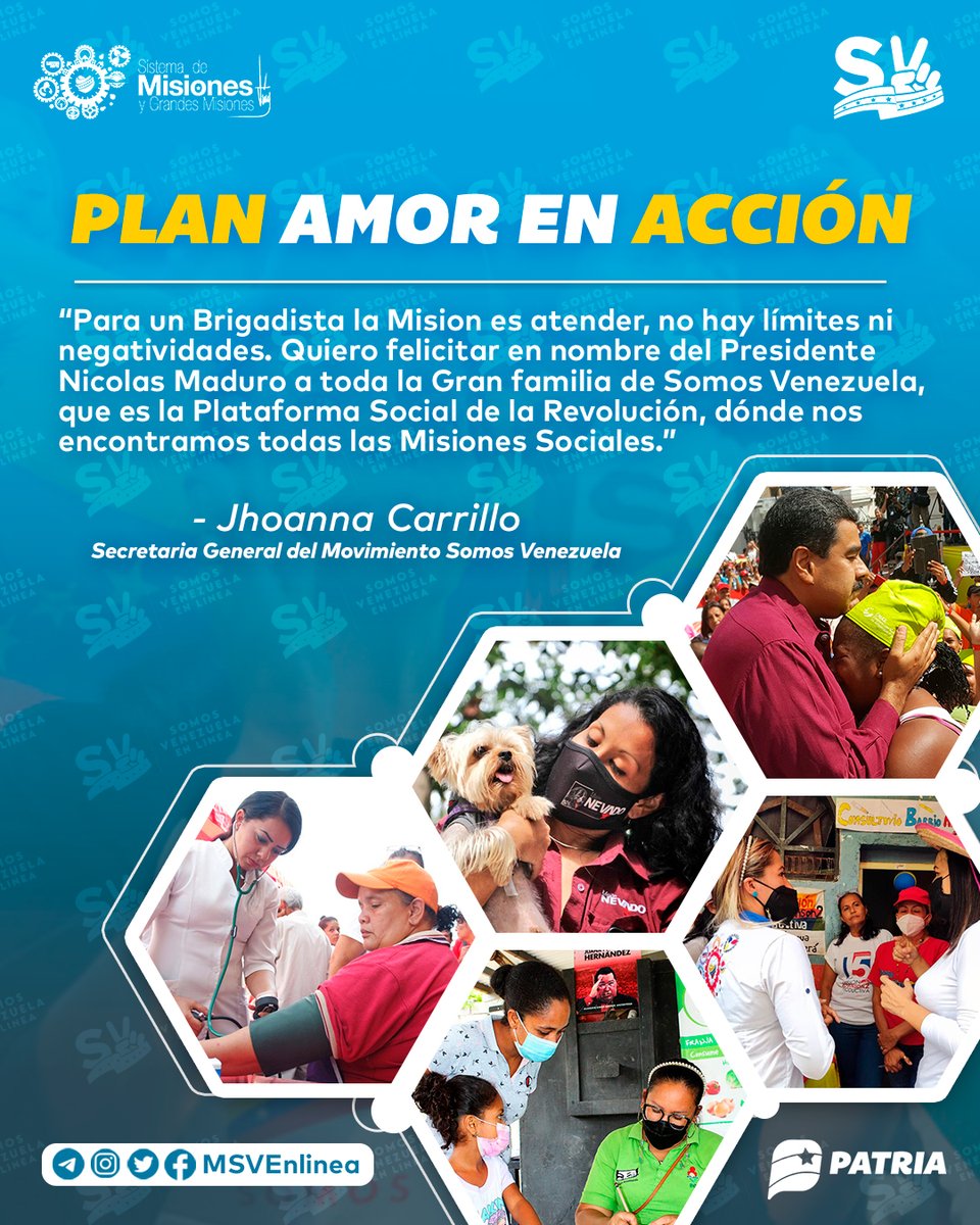 #AsiLoDijo || La Secretaria General del Movimiento Somos Venezuela @JhoaGaby: Para un Brigadista la Misión es atender, no hay límites ni negatividades. Quiero felicitar en nombre del Pdte. <a href="/NicolasMaduro/">Nicolás Maduro</a> a toda la Gran familia de Somos Venezuela.

#BastaDePersecuciónFinanciera