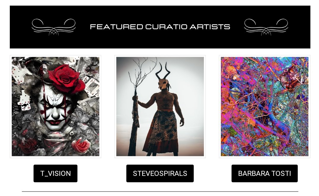 We will select 2 artists' artworks to be FEATURED on CURATIO SITE 
k-base.art

TO participate: 

✅Follow <a href="/curatioart/">#CURATIO I CURATORS & COLLECTORS</a> 
✅Tag 3 artists friends
✅RT this tweet
✅Show us your masterpiece below. 👇👇

 Read more about CURATIO :
 k-base.art

#CURATIO #NFTs