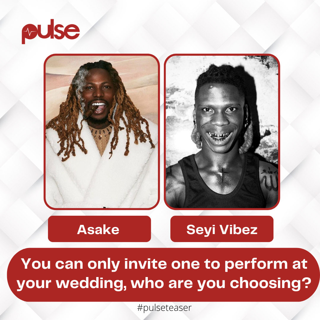 PulseNigeria247's tweet photo. Who are you choosing to perform at your wedding? 🤔⁣ https://t.co/6wNixLLvHY